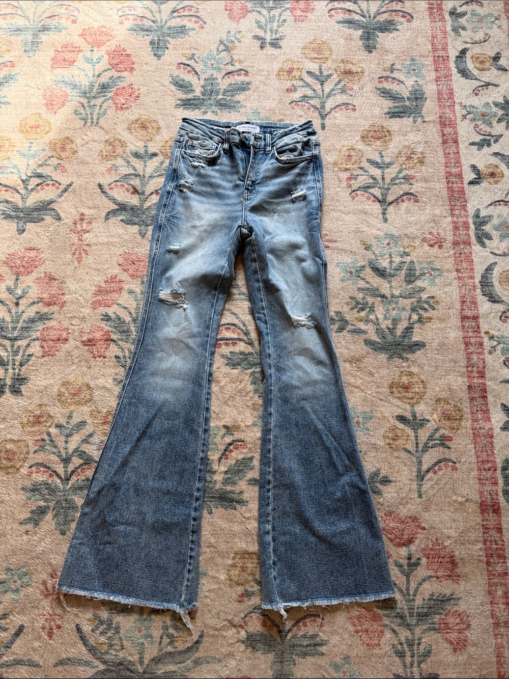 Flying Monkey Light Blue Distressed Flare Jeans
